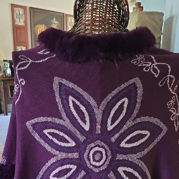 Pinklicious Purple Poncho with Fringe - Picture 11 of 16